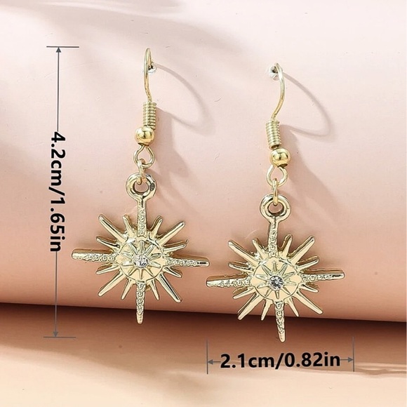 Any 3/$25! Gold Crystal Star Drop Earrings - Picture 4 of 6